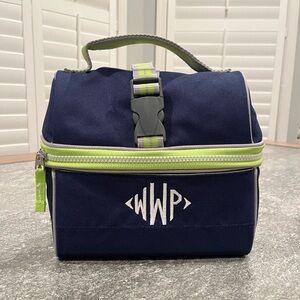 Pottery Barn Navy Blue & Lime Green Retro Lunch Box